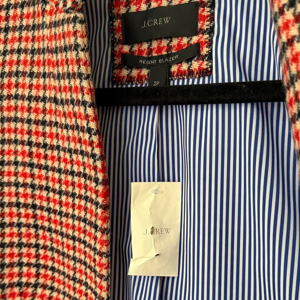 J. Crew Regent Blazer Red and Black Houndstooth Blazer - size 2P - Picture 8 of 8